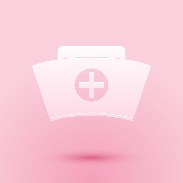 剪纸护士帽与十字图标隔离图片下载