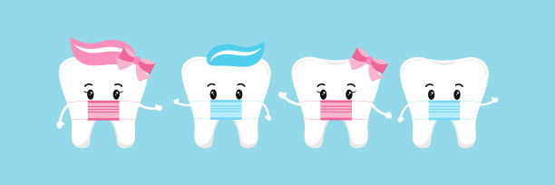 可爱的牙娃娃和带着医用面具的男孩图片下载