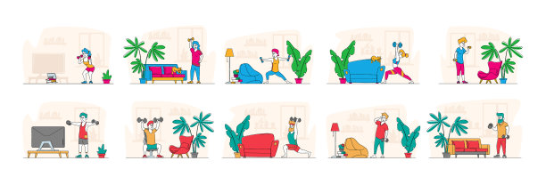 设置男女运动员一起锻炼图片下载