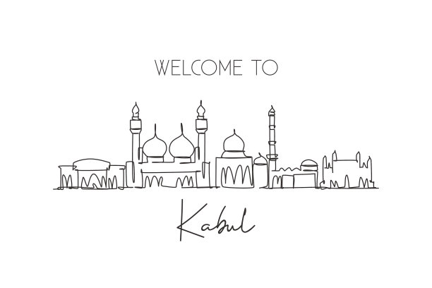 单连续线绘制喀布尔城图片下载