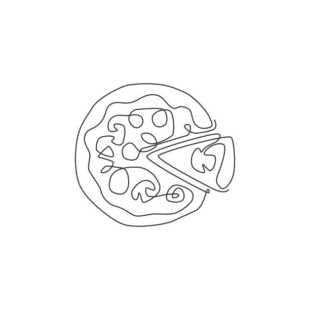 一条线画的是新鲜的意大利披萨图片下载
