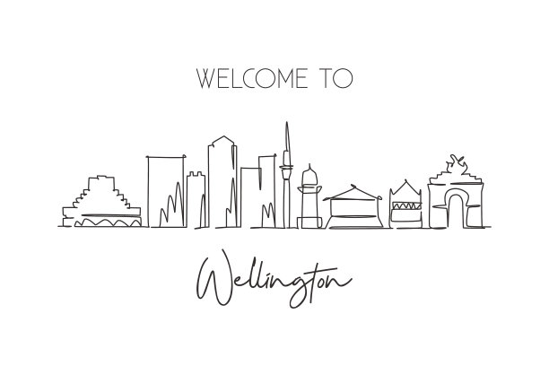 一条连续的线画出惠灵顿城图片下载