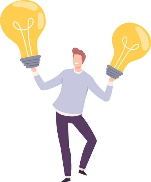 拿着大玻璃灯泡的年轻人图片下载