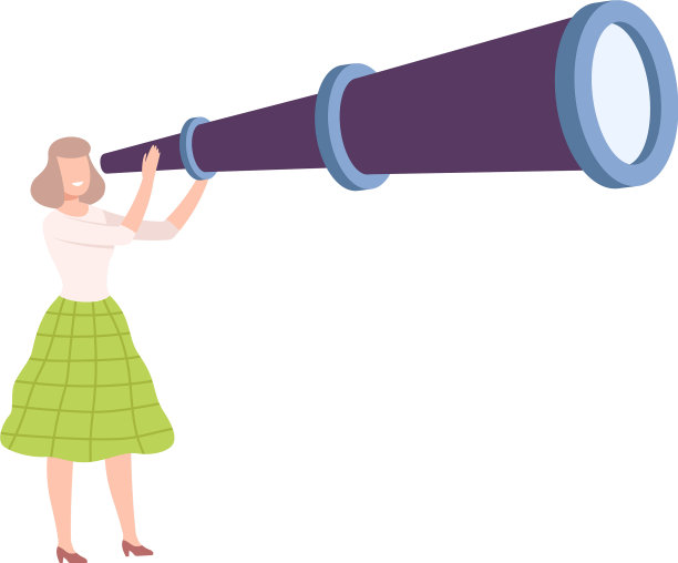 女性拿着巨大的望远镜搜寻图片下载