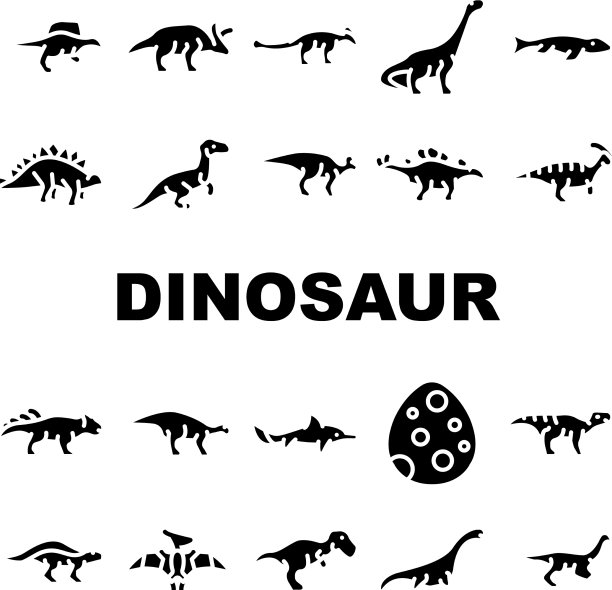 恐龙野生动物收集图标集图片下载