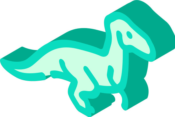 迅猛龙恐龙的等距图标图片下载