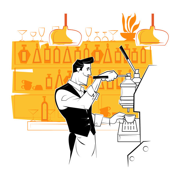 微笑的咖啡师用咖啡准备咖啡图片下载