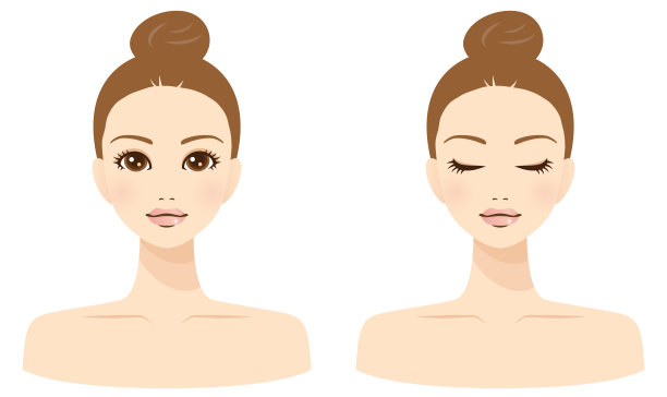 女人的脸一睁一闭。图片下载