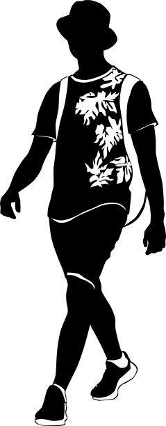一个年轻人在夏天走路的剪影图片下载