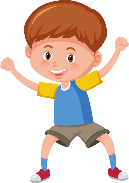 可爱的男孩在站姿微笑卡通人物图片下载