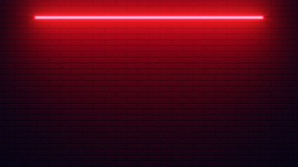 砖墙背景，霓虹灯。三维演示图片下载