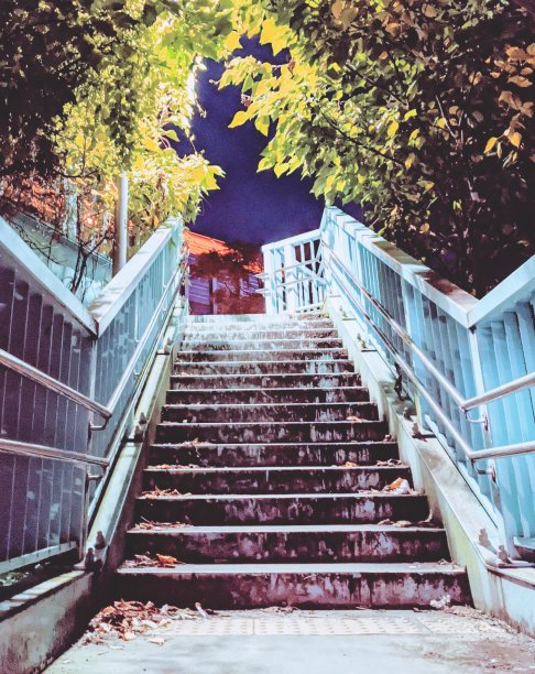 郊区天桥的夜景。图片下载