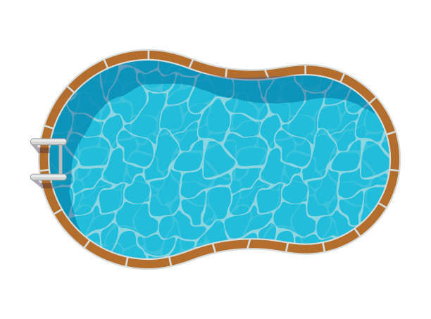 游泳池顶部视图设置孤立的白色图片下载