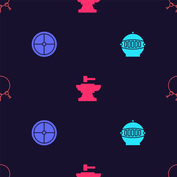 设置中世纪铁头盔周围的木制盾牌图片下载