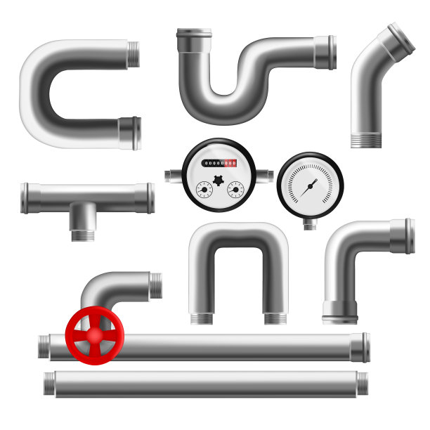 逼真详细的3d管道元素集图片下载