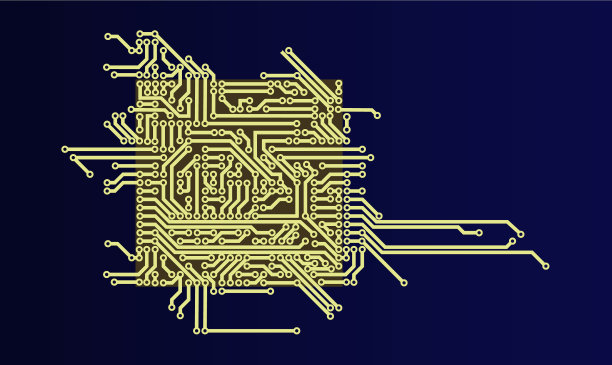 蓝色背景上的电路板图片下载