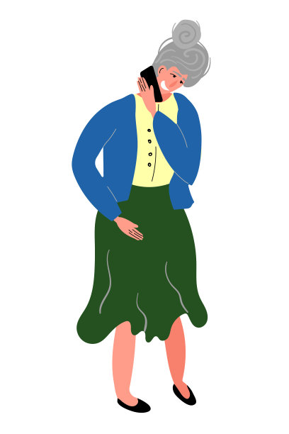 微笑着打电话的祖母图片下载