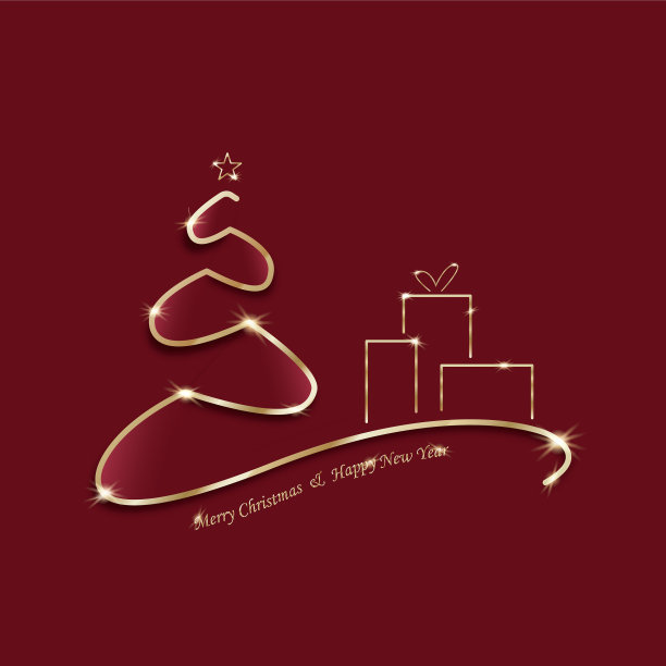 圣诞贺卡树上红色和金色的文字图片下载