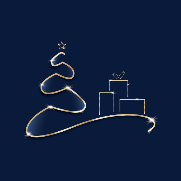 圣诞贺卡树的蓝色和金色图片下载