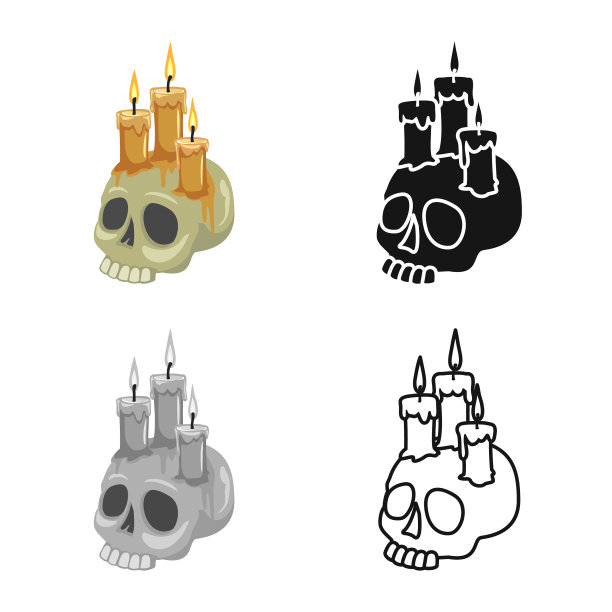 设计骷髅和蜡烛标志网页图片下载