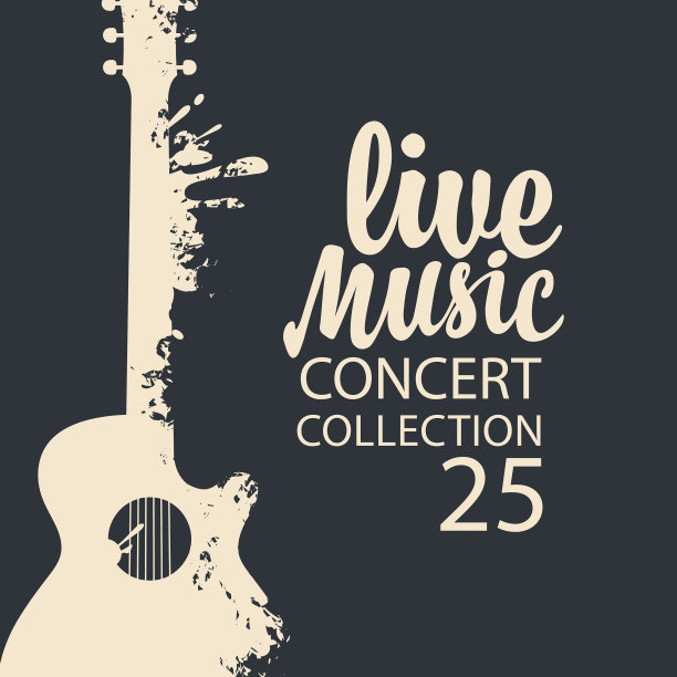 一张带吉他的现场音乐会的海报图片下载