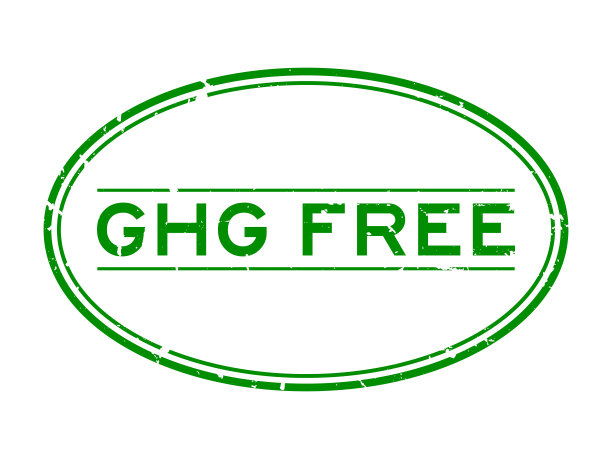 Grunge绿色温室气体(温室气体)免费字椭圆形橡胶印章印章白色背景图片下载
