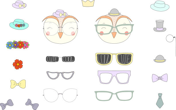 自己做猫头鹰头和眼镜配件图片下载