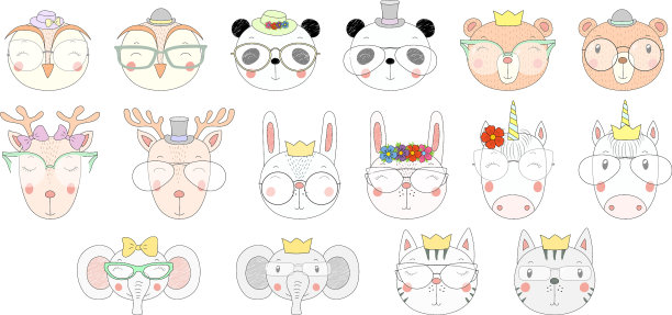 戴眼镜的可爱动物图片下载