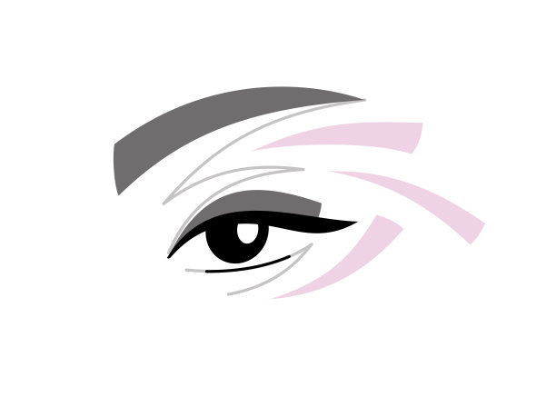 程式化的眼矢量插图孤立在白色背景上。看,睫毛。一个aphtholmologist。化妆品标识图片下载