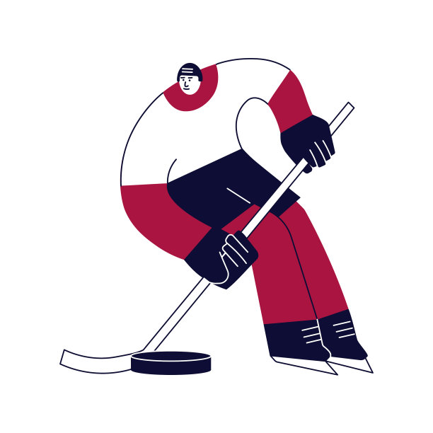 手持棍棒和冰球的曲棍球运动员图片下载