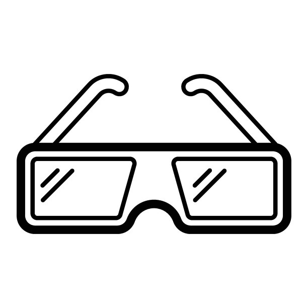 数字立体投影眼镜，用于在影院观看3D电影矢量图标设计图片下载