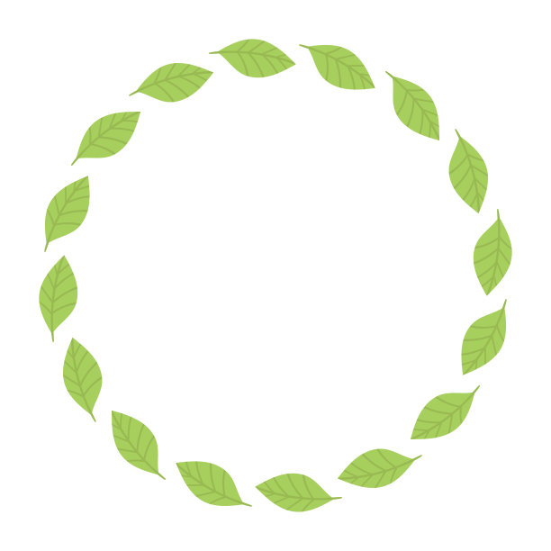绿色叶子的圆形框架。模板，文字的地方，卡片的设计，横幅。绿茶，抹茶。健康的生活方式，生态的春架。平面插画图片下载