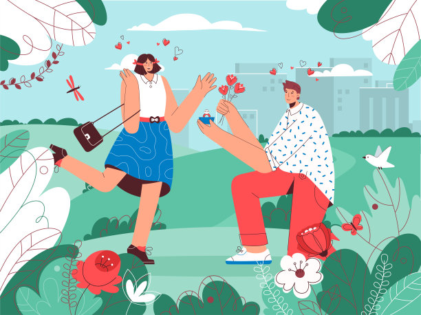 男人向幸福的女人求婚图片下载