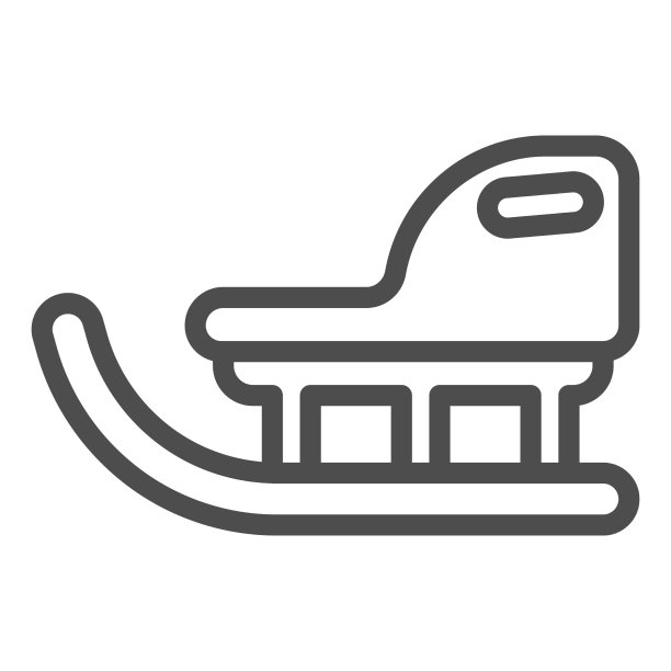 儿童冬季雪橇线图标圣诞节概念图片下载