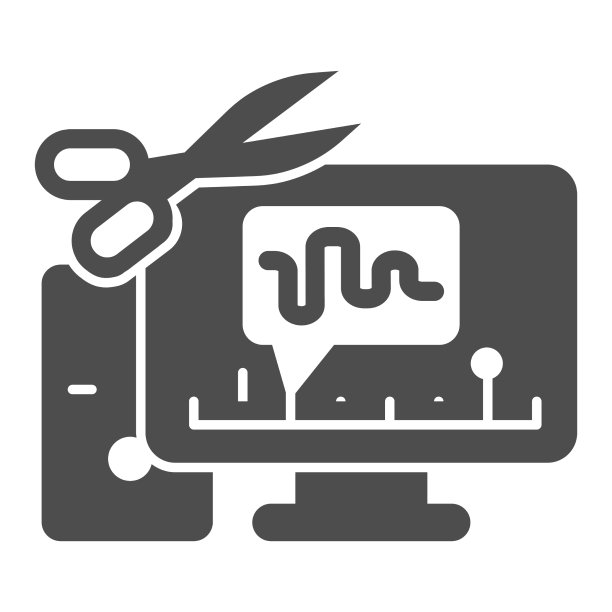 切割音频在电脑固态图标的声音设计图片下载