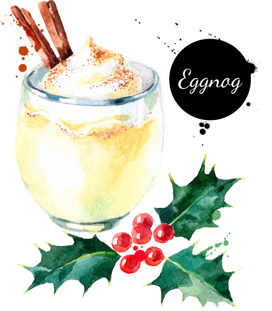 水彩手绘素描圣诞鸡尾酒图片下载