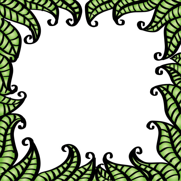 装饰手绘绿叶框架图片下载