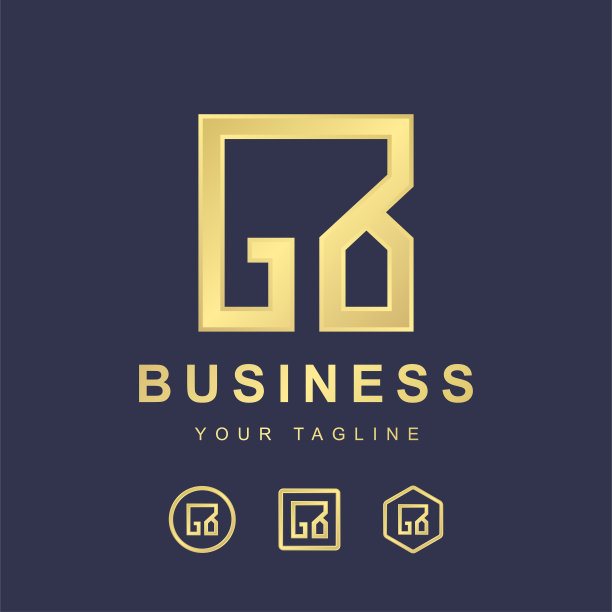 极简字母GB GB标志模板设计。带有金色渐变效果的现代标志概念图片下载
