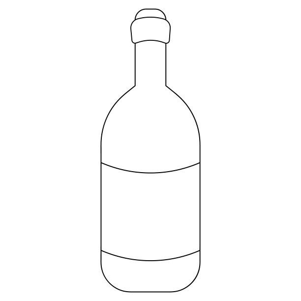 酒瓶。草图。矢量插图。装酒精饮料的玻璃容器。一个装有复活节卡马的瓶子。在孤立的白色背景上勾画轮廓。涂鸦风格。图片下载