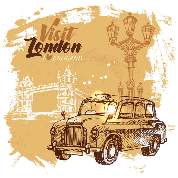 手绘素描英国vintage背景图片下载