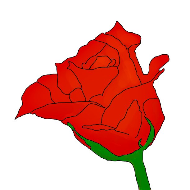 美丽的单一红玫瑰花头孤立在白色背景数字绘画图片下载