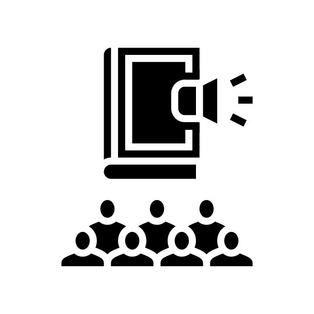 班级阅读教育书籍字形图标矢量插图图片下载