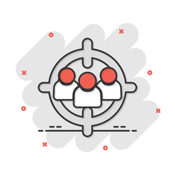 以漫画风格瞄准观众。关注人物矢量卡通插图象形图。人力资源经营理念喷溅效应。图片下载