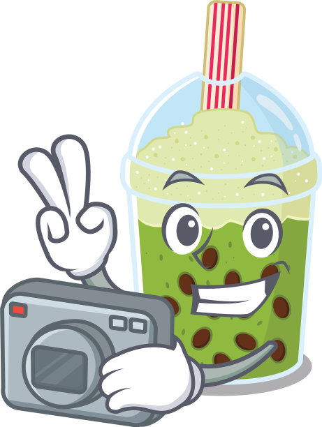 作为抹茶奶茶吉祥物设计的专业图片下载