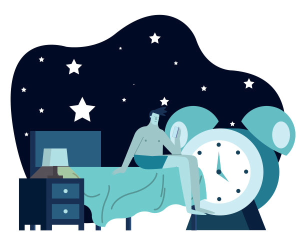 男人在卧室和闹钟夜景图片下载