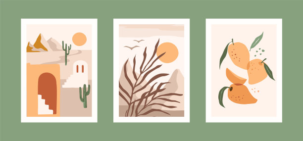 当代艺术版画收藏。现代矢量设计的墙壁艺术，海报，卡片，t恤和更多图片下载