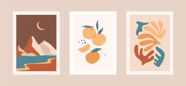 当代艺术版画收藏。现代矢量设计墙壁艺术，海报，卡片，t恤和更多图片下载