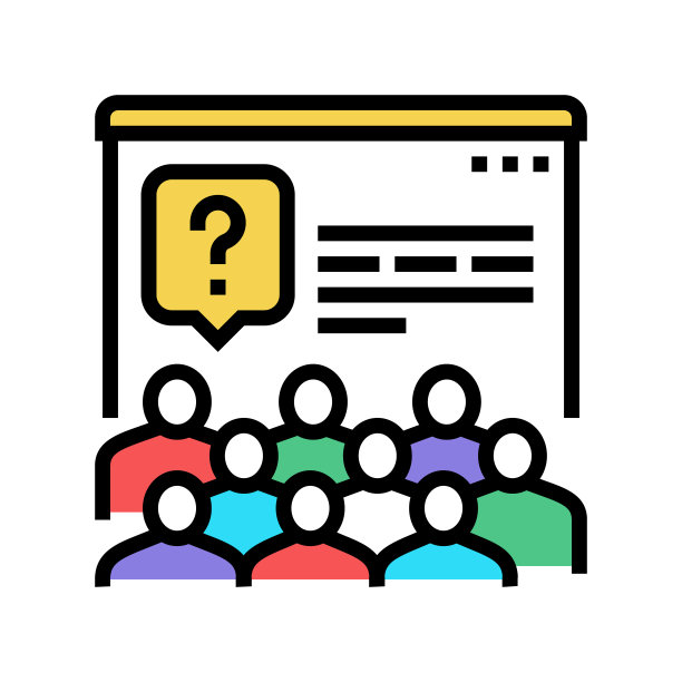 讨论任务上的论坛颜色图标矢量插图图片下载