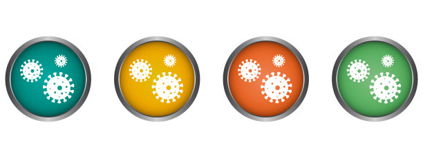 病毒卫生矢量图标金属边，平面设计圆形网页按钮隔离图片下载