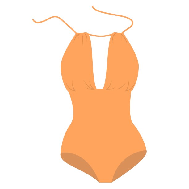 矢量插图的夏季海滩泳装在橙色，孤立在白色的背景图片下载